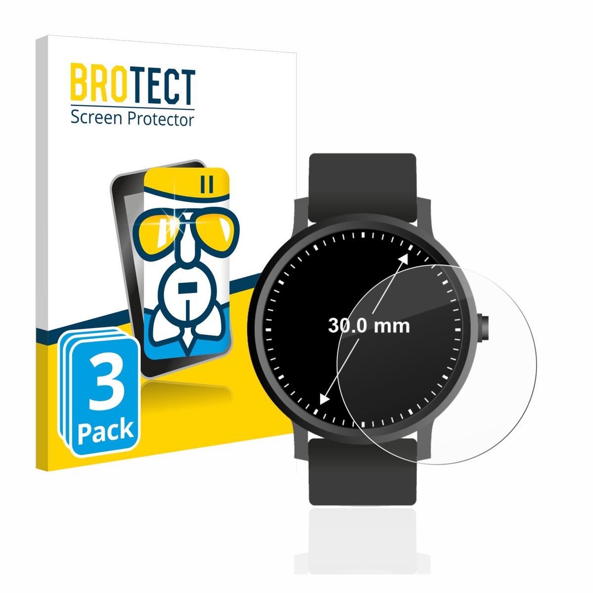Screenprotector 3 Stuks voor Horloges (Rond, ø: 30 mm) Beschermglas transparant