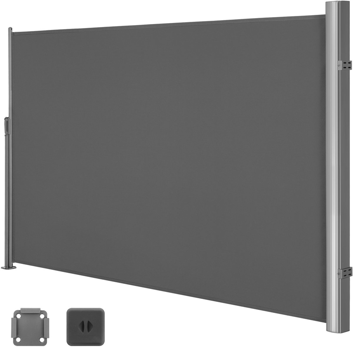 Zijzonnescherm – Uitschuifbaar zijgordijn – Privacyscherm – Antraciet – 180 x 350 cm – Aluminium en polyester