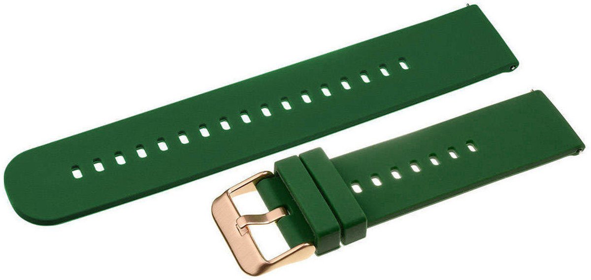 U27 Rubber Horlogeband Donkergroen-Rose Goud 20mm + Gravure