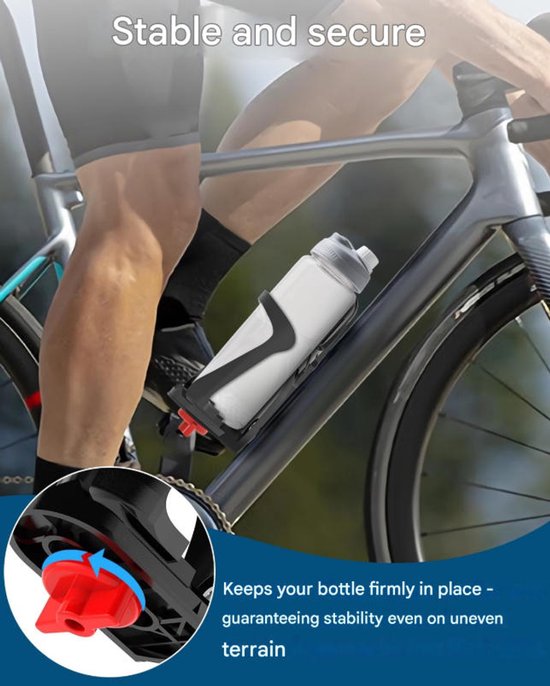 Bidonhouder fiets - Flessenhouder - Verstelbare maat - Twee installatiemethoden - Bidonhouder voor frames en sturen van 22-32 mm - Voor motorfietsen, scooters, racefietsen en mountainbikes - Zwart — afbeelding 2