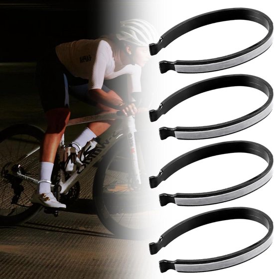4 Stuks Fietsclips - Reflecterend - Lichtgewicht - Broekbeschermers - Voor Veilig Fietsen In Het Donker - Grijs - Voor Dames En Heren