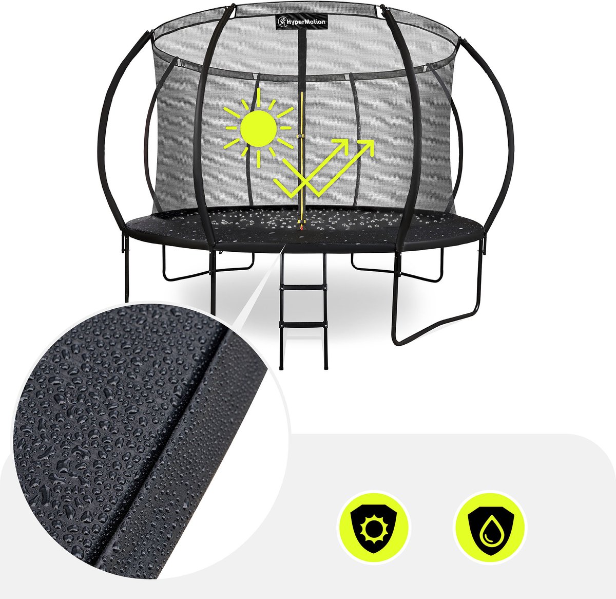 HyperMotion Kindertuintrampoline 3+, trampoline met ladder en binnennet voor huis en tuin, kinderspeelplaats, kindertrampoline, dubbele poten, 366 cm, 12 ft — afbeelding 10