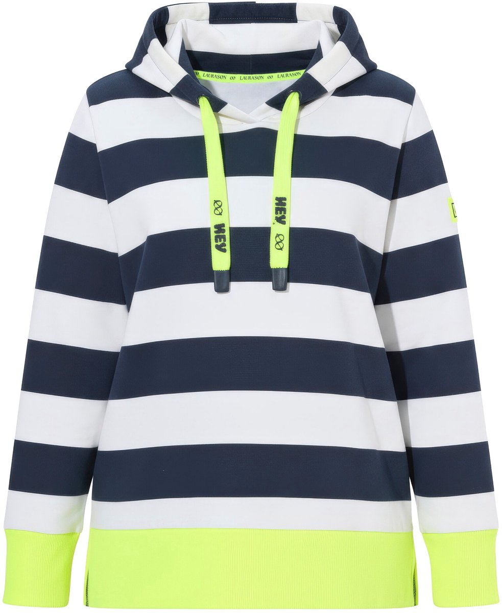 Laurasøn - Dames - Gestreept sweatshirt met kleuraccenten - Marine - Maat 44+