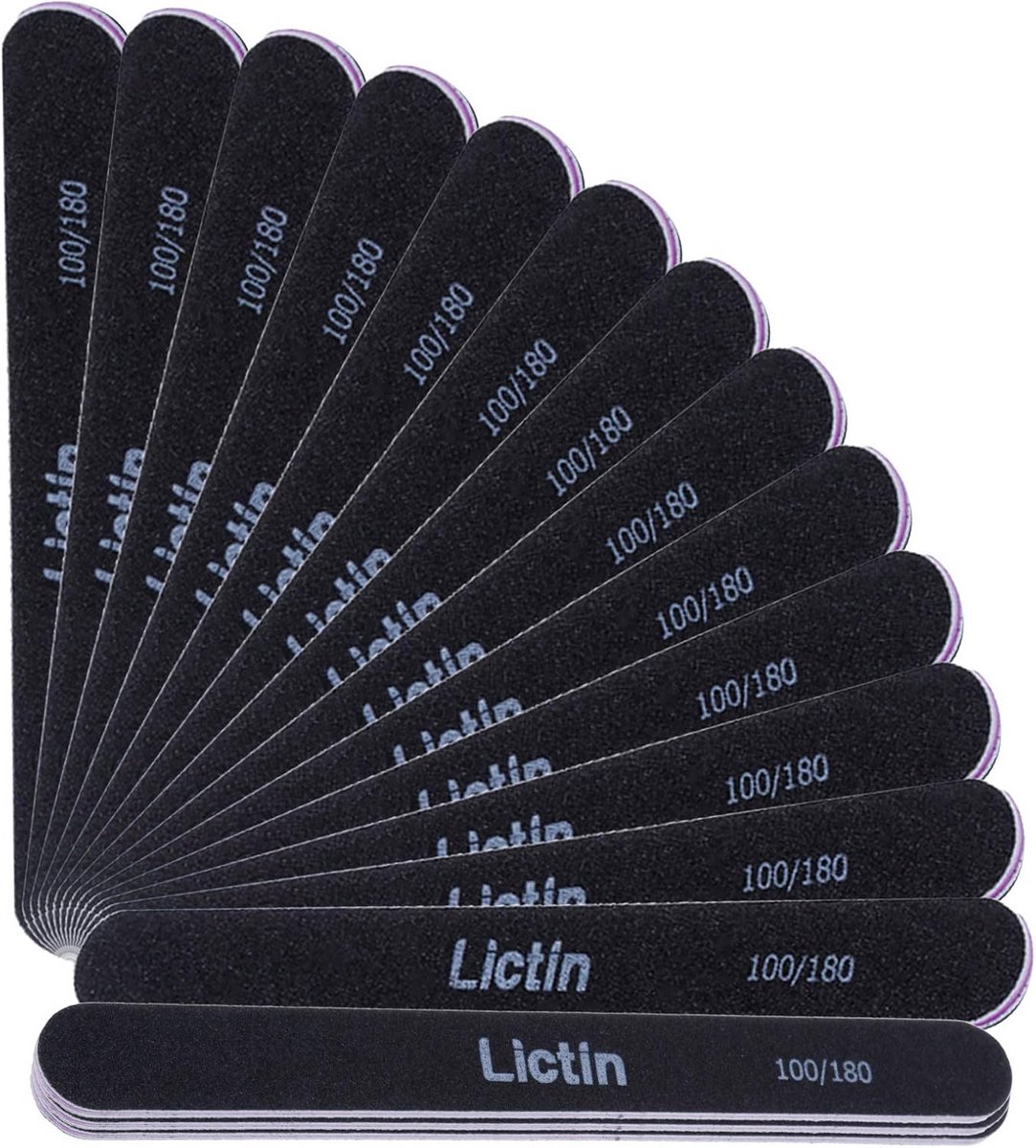 Nagelvijlen Set 12 Stuks Dubbelzijdig Wasbaar (Korrel 100/180)