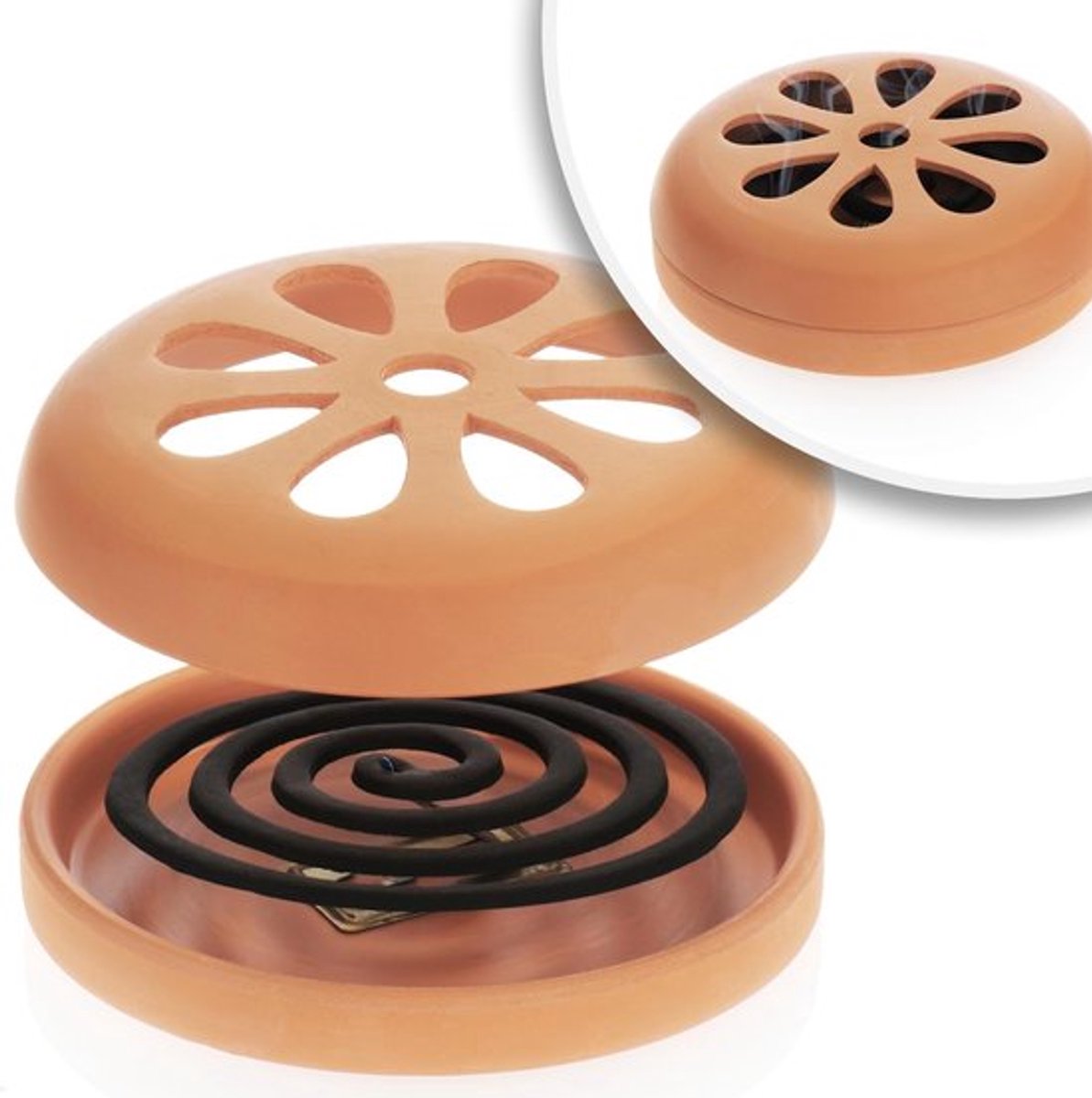 Candala 6x anti-muggenspiraal met 1x terracotta bakje - muggentopje me