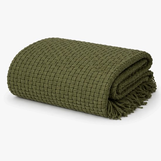 Mica Decorations Cosenza Fleece Deken - Bank Plaid en Bank Kleed - Warme Deken voor op de Bank - 180 x 130 cm - Donkergroen