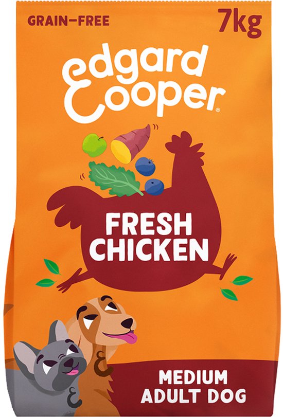 Zak Edgard & Cooper hondenbrokken, verse kip, medium volwassen hond, 7kg, graanvrij recept.