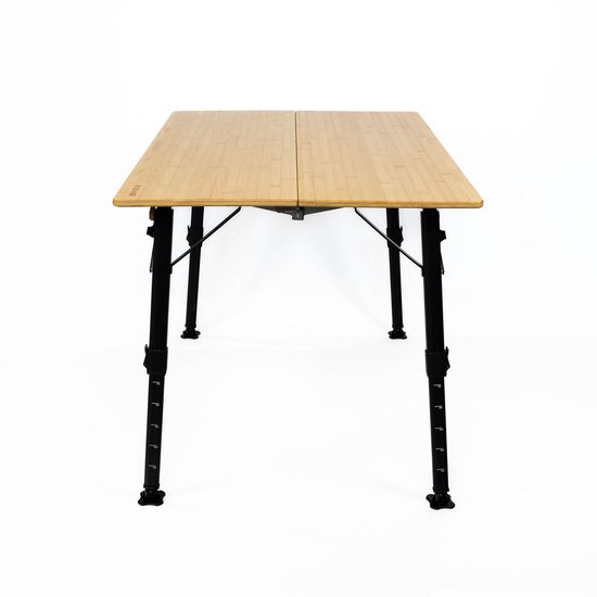 EveBase® Flex Bamboe Campingtafel - Tuintafel - Tafel - Vouwtafel Buiten - Kampeertafel - Inklapbaar - In Hoogte Verstelbaar - Weersbestendig - Met Opbergtas - 100 x 72 cm — afbeelding 2
