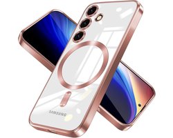 Hoesje Geschikt voor Samsung Galaxy S26 Plus hoesje backcover Rose Goud – Geschikt voor Magsafe Lens beschermer – Transparant
