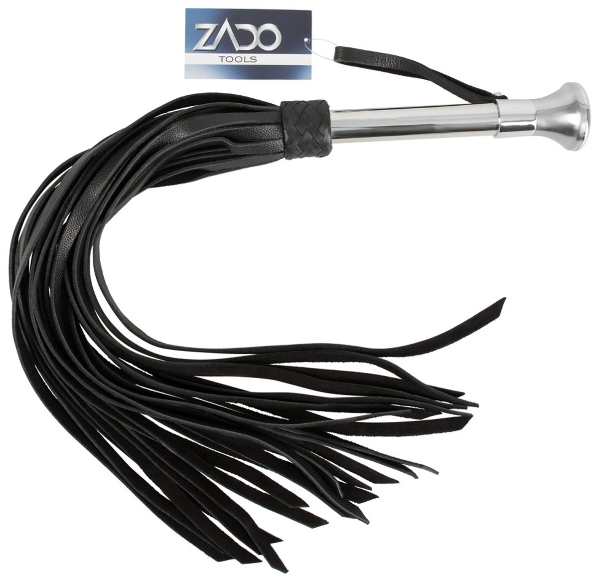 ZADO – 73 cm Lederen Flogger Zweep met Stalen Handvat voor een Goede Grip - Zwart
