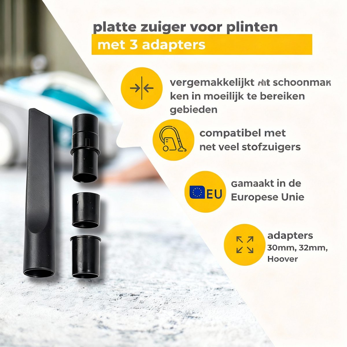 Platte zuigmond voor plinten compatibel met veel TopFilter stofzuigers