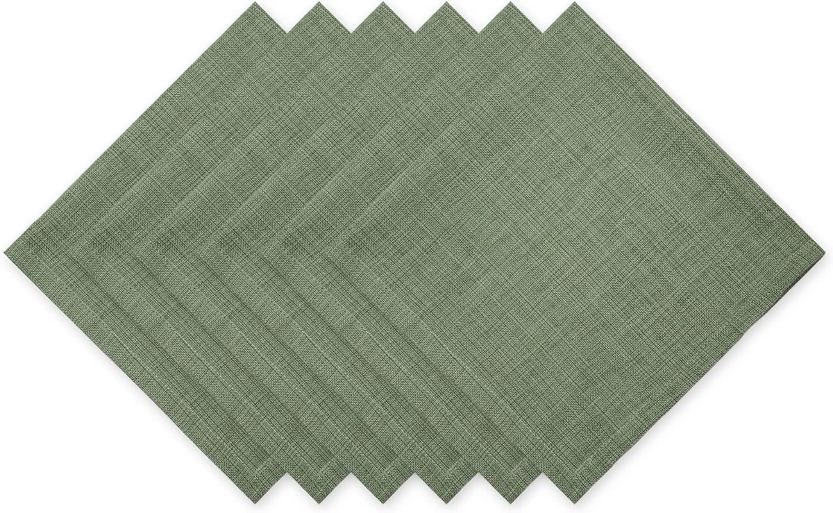 Set van 6 Servetten 51x51 cm Artisjokgroen Katoen Tafeltextiel
