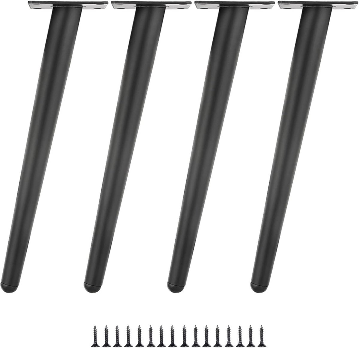 Set van 4 zwarte metalen meubelpoten 30 cm voor bank, kast en tafel inclusief schroeven