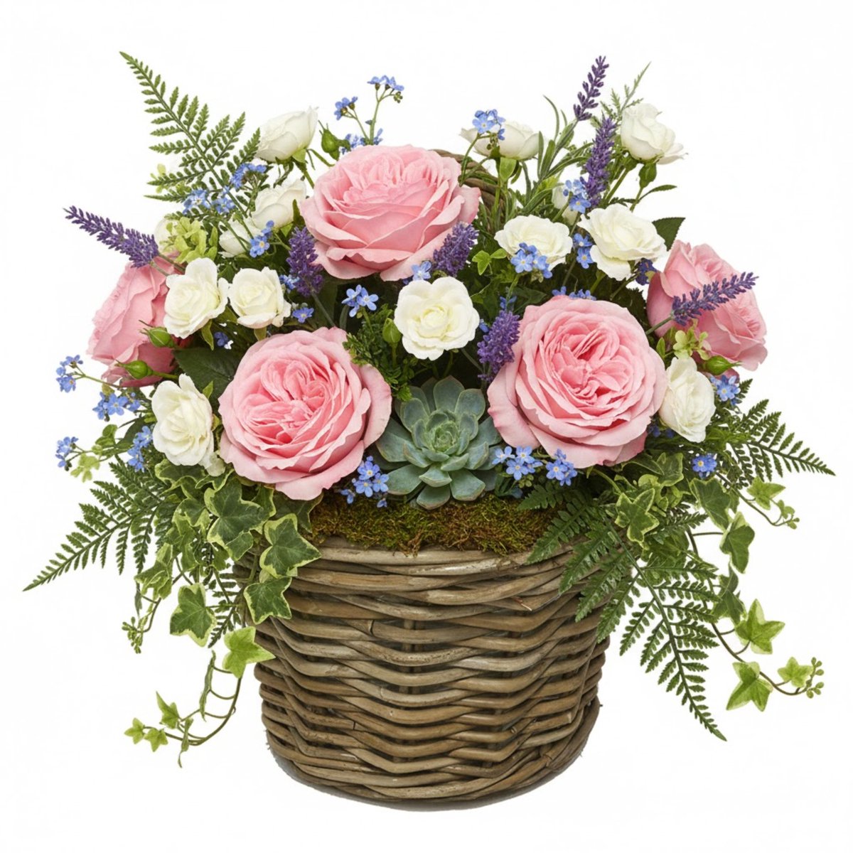 Van der Leeden Wandhanger mand - bruin - 38 x 24 x 25 cm - rotan gevlochten - voor bloemen/planten - bloempot/plantenpot
