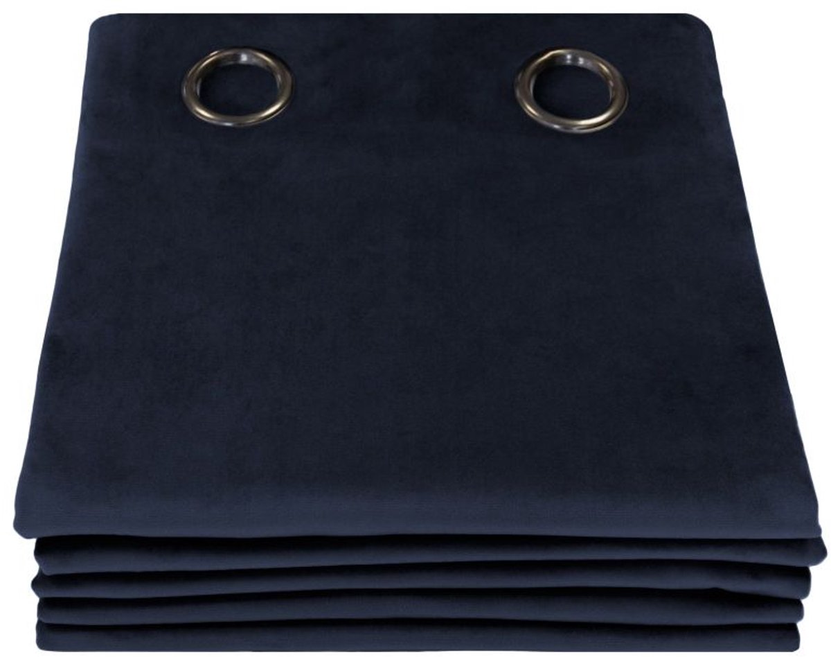 MOONDREAM LumenControl™ Totaal Verduisteringsgordijn | Licht+Zonwering | 100% Ondoorzichtig | EU-fabricaat | Fluweel | Oogjes | Blauw MC412 | 135 x 260 (BxH) cm