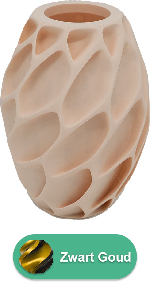Lovora Oruna organische vaas – Decoratieve vaas - Zwart / Goud - 3d geprinte vaas – geschikt voor droogbloemen - 25CM