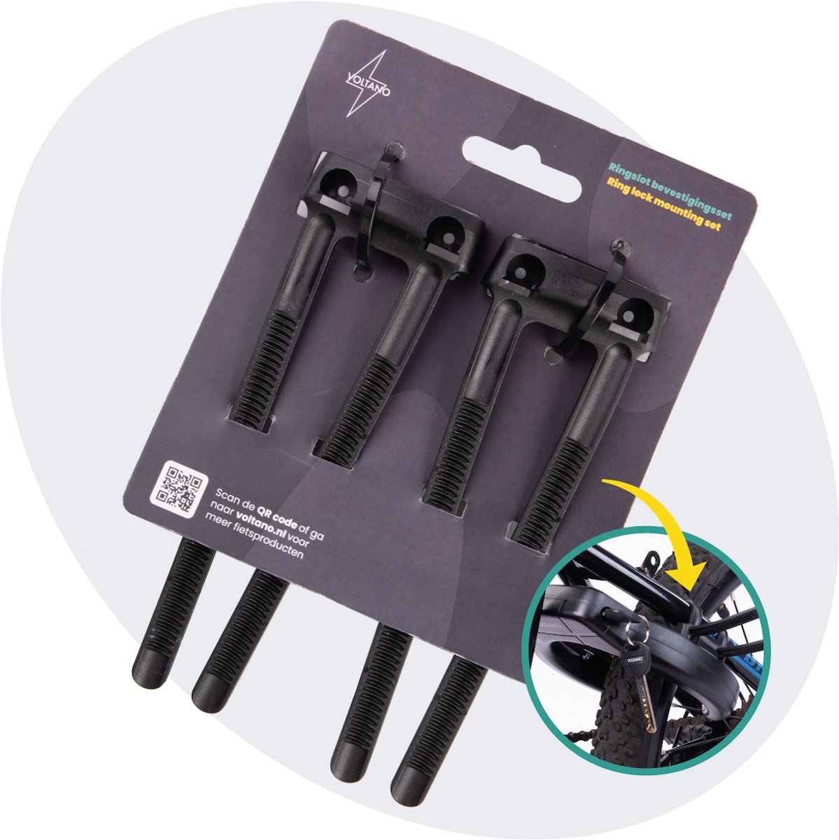 Voltano Ringslot Bevestigingsset - Zwart - Flexibele Montageset Ringsloten - Universeel