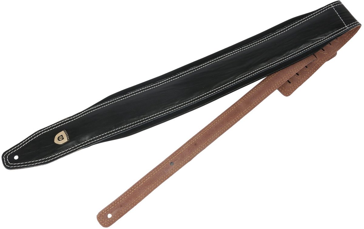 Brede gitaarband gevoerd leder zwart Fazley LETA PGSW2-BLK