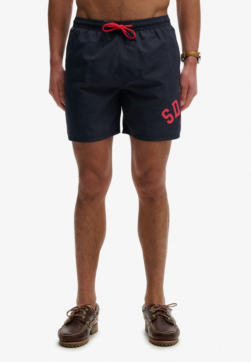 Superdry Heren Bedrukte Logo Zwembroeken Marineblauw