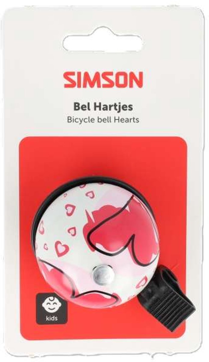 Simson Fietsbel met hartjes - roze/wit - stijlvol en duurzaam ontwerp