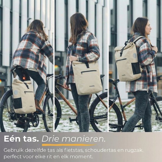 Dubbele Fietstas XL - Tarpaulin - 100% Waterdicht En Slijtvast 48 Liter Zwart