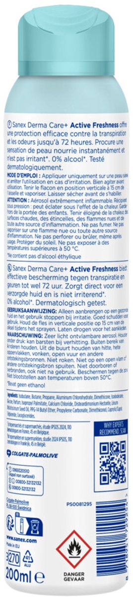 Sanex Deodorant Spray Active Freshness 72H - 200 ml