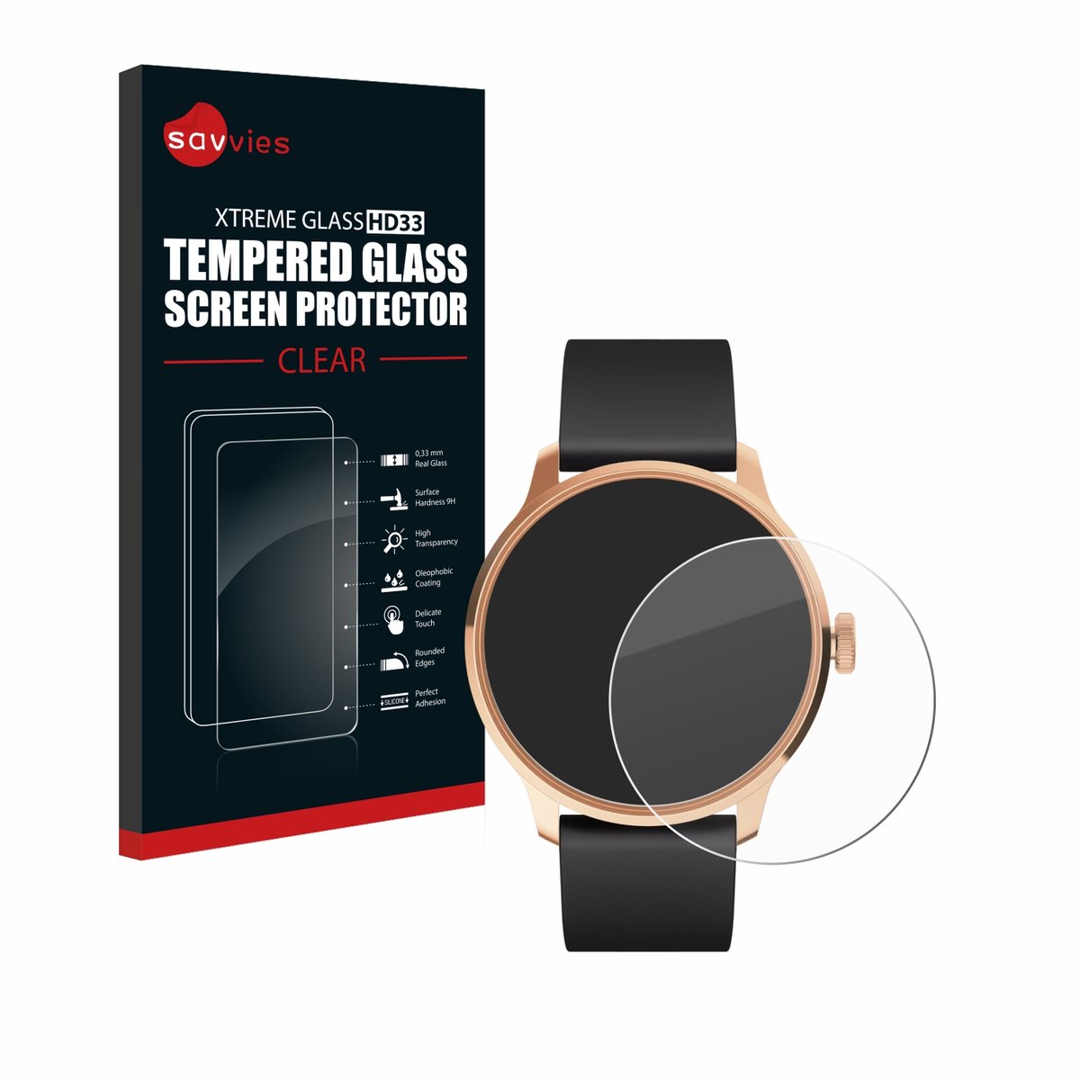 Savvies - Glas Screenprotector voor Withings ScanWatch Light - Gehard Beschermglas 9H