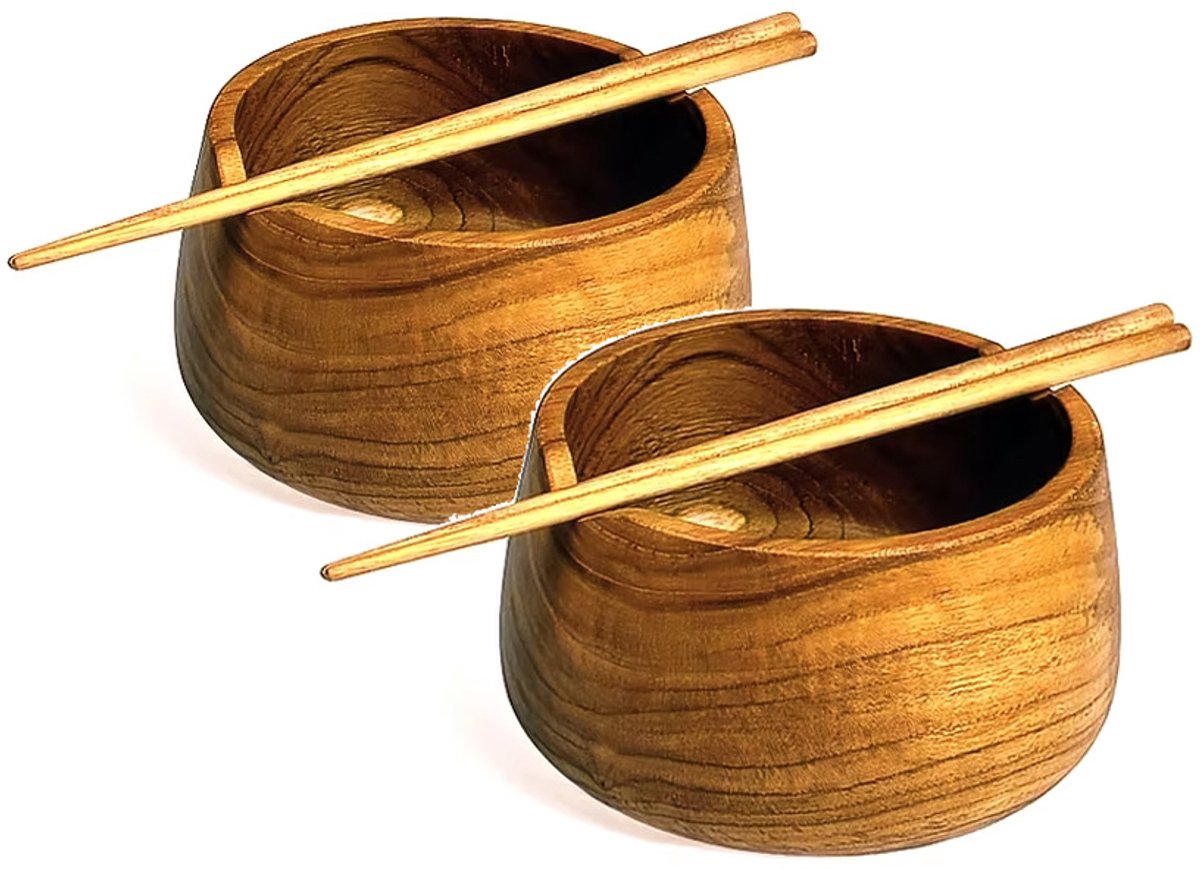 Cantika Living- 2 Bowls met Chopsticks-Teakhout
