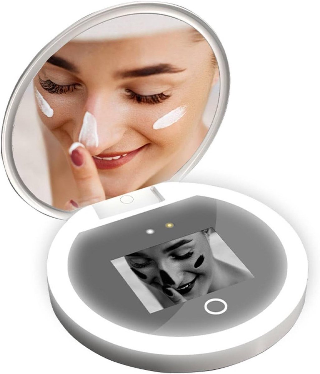 Zonnebrandcrème testspiegel met UV-camera en vergroting voor gezichtszonnebrandcrème controle