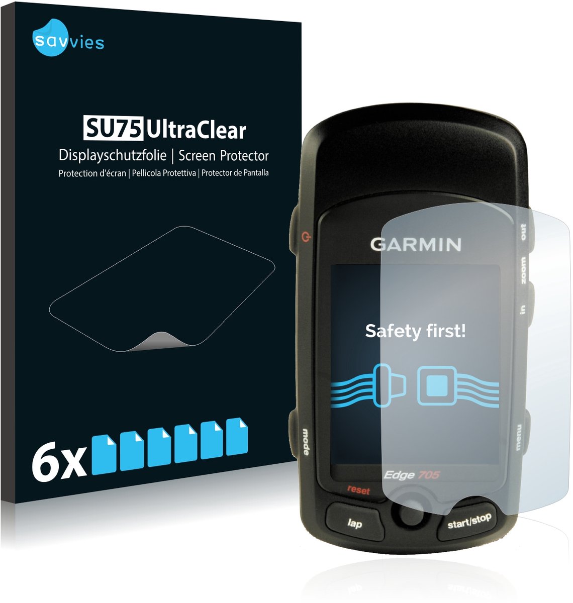 Savvies - Screenprotector voor Garmin Edge 705 - Folie Beschermfolie transparant 6 Stuks