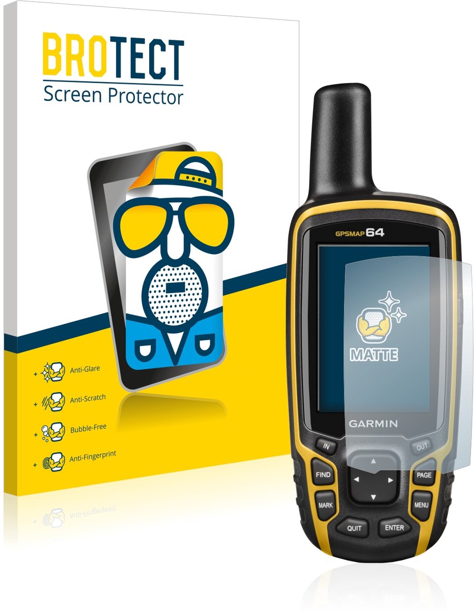 BROTECT - Screenprotector voor Garmin GPSMAP 64 - Folie Beschermfolie matte 2 Stuks