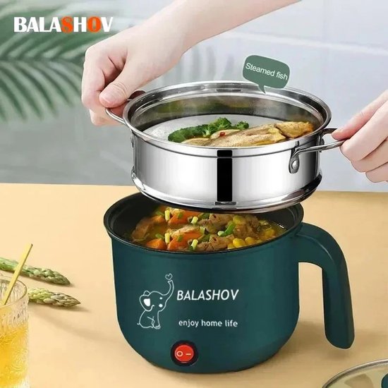 MakkelijkMooi Dubbele Hot Pot 1.8 ltr - Soeppan - Multicooker - Electrische Kookpan - Stoompan - Hotpot - Camping Kookpan - Groen — afbeelding 5