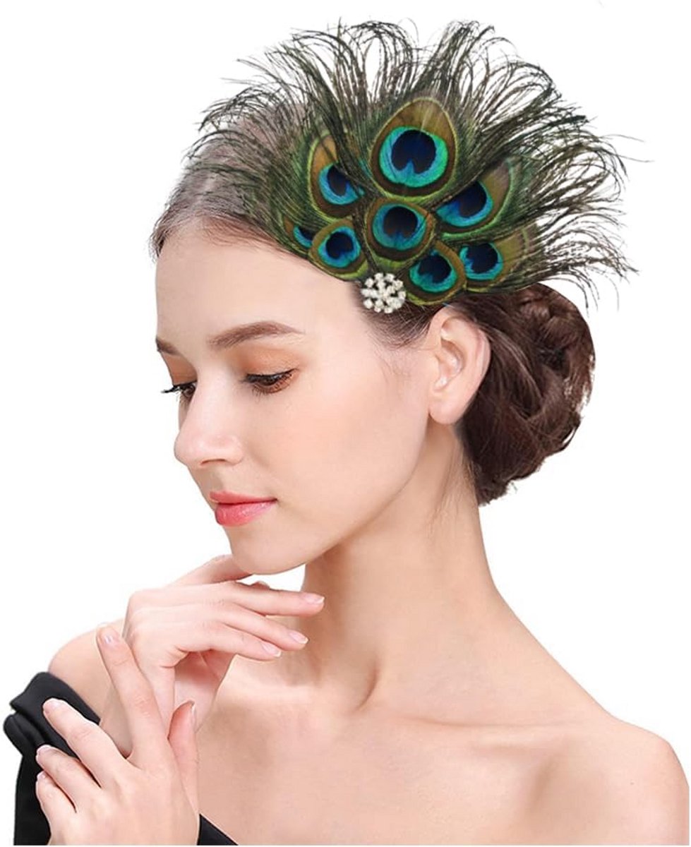 Elegante Haarspeld met Pauwenveren - Vintage & Boho Stijl Hoofddeksel voor Dames