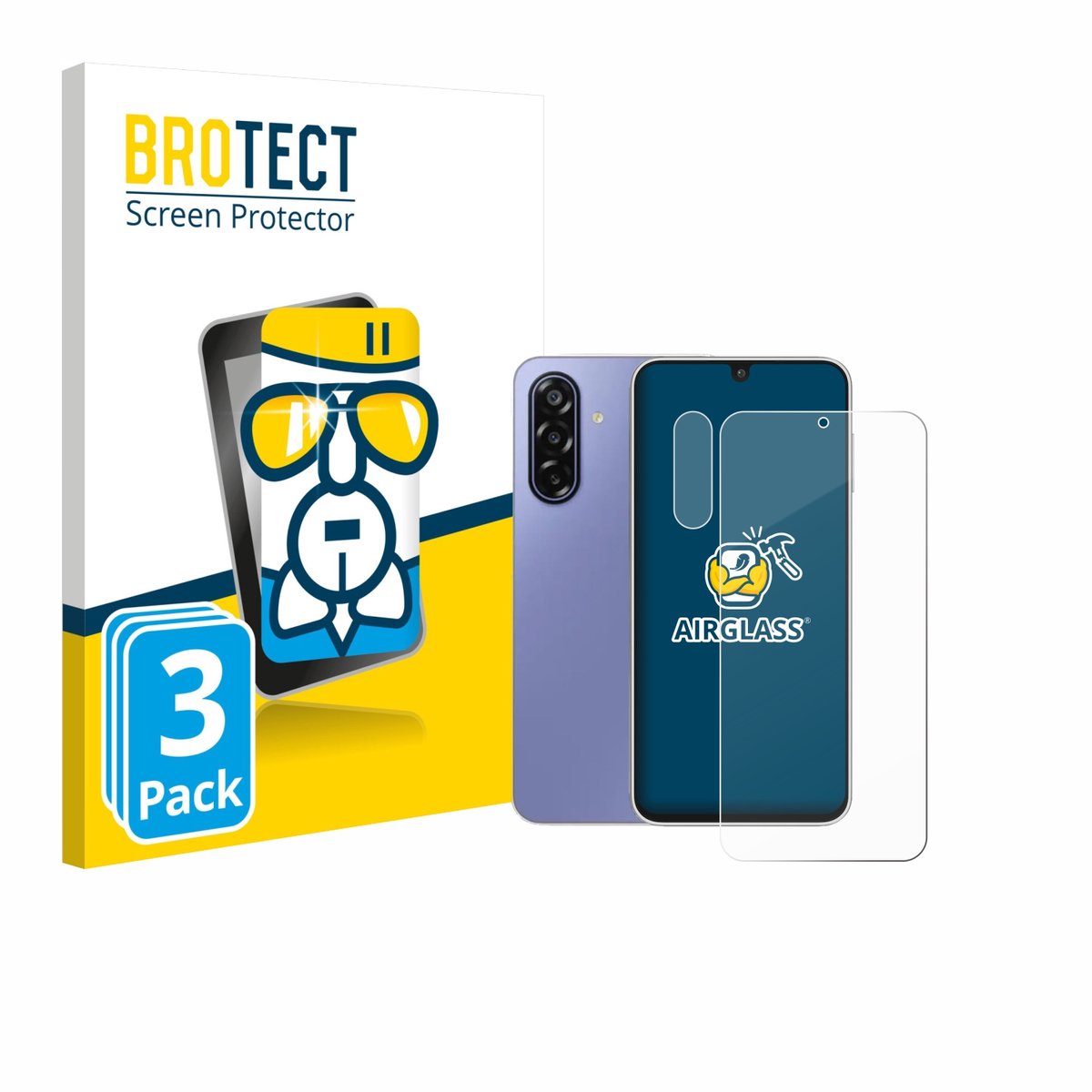 Screenprotector 3 Stuks voor Samsung Galaxy F17 (Voor+Camera) Beschermglas transparant