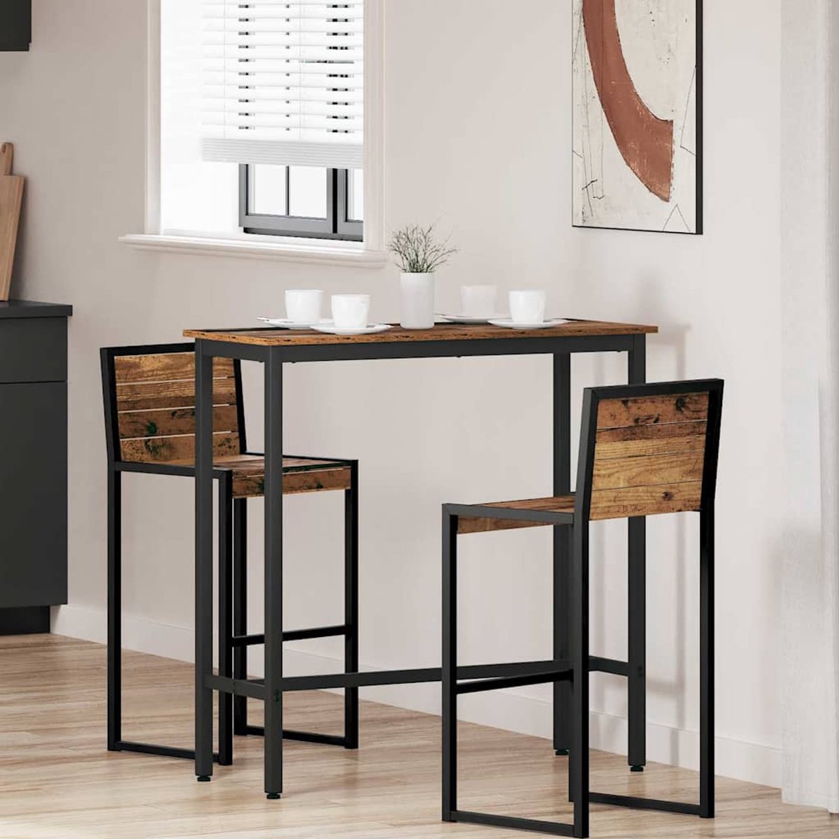vidaXL Tafel - Oudhout - 100 - x - 40 - x - 100,5 - cm - Engineered - hout - en - staal