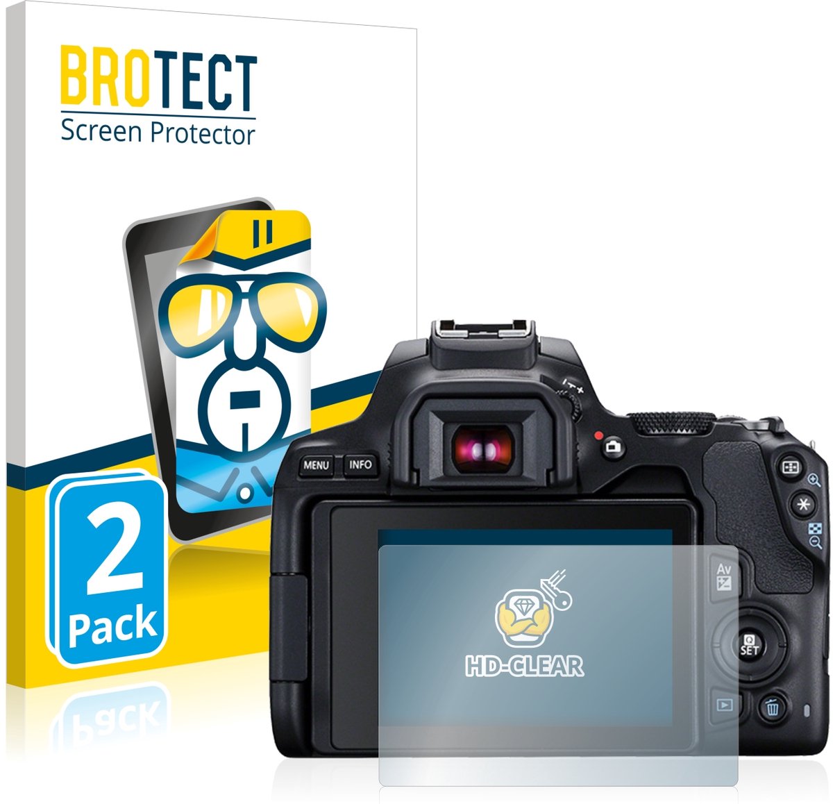 BROTECT - Screenprotector voor Canon EOS 250D - Folie Beschermfolie transparant 2 Stuks