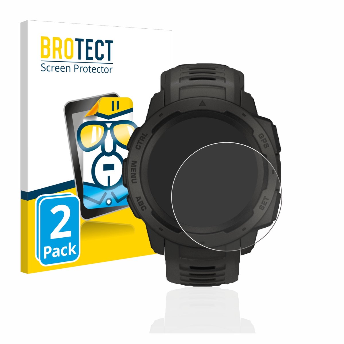 BROTECT - Screenprotector voor Garmin Instinct Solar - Folie Beschermfolie transparant 2 Stuks