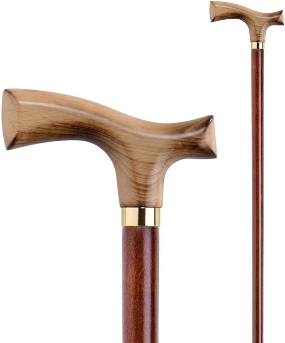 Houten wandelstok met comfortabele manchet - Lichtgewicht en decoratief