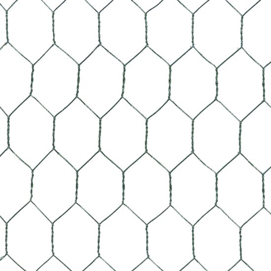 Groen kippengaas met hexagonale mazen.