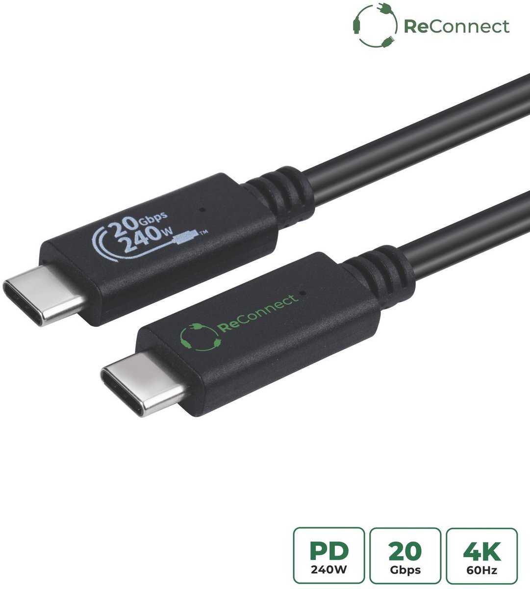 Microconnect ECO-USB3.2CC1.5 USB-kabel USB 3.2 Gen 2x2 1,5 m USB C Zwart