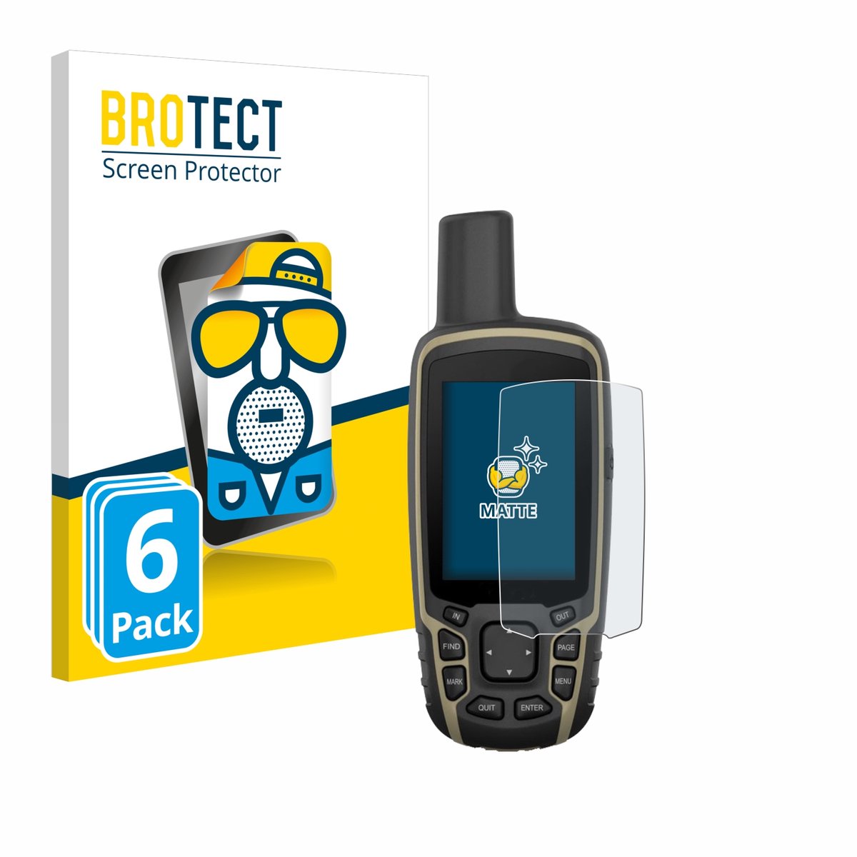 BROTECT - Screenprotector voor Garmin GPSMAP 65s - Folie Beschermfolie matte 6 Stuks