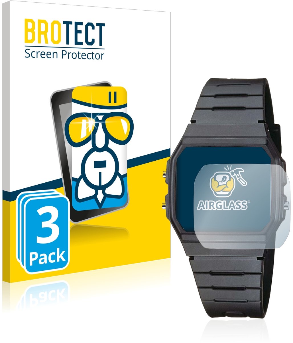 Screenprotector 3 Stuks voor Casio Collection Unisex F-91W Beschermglas transparant