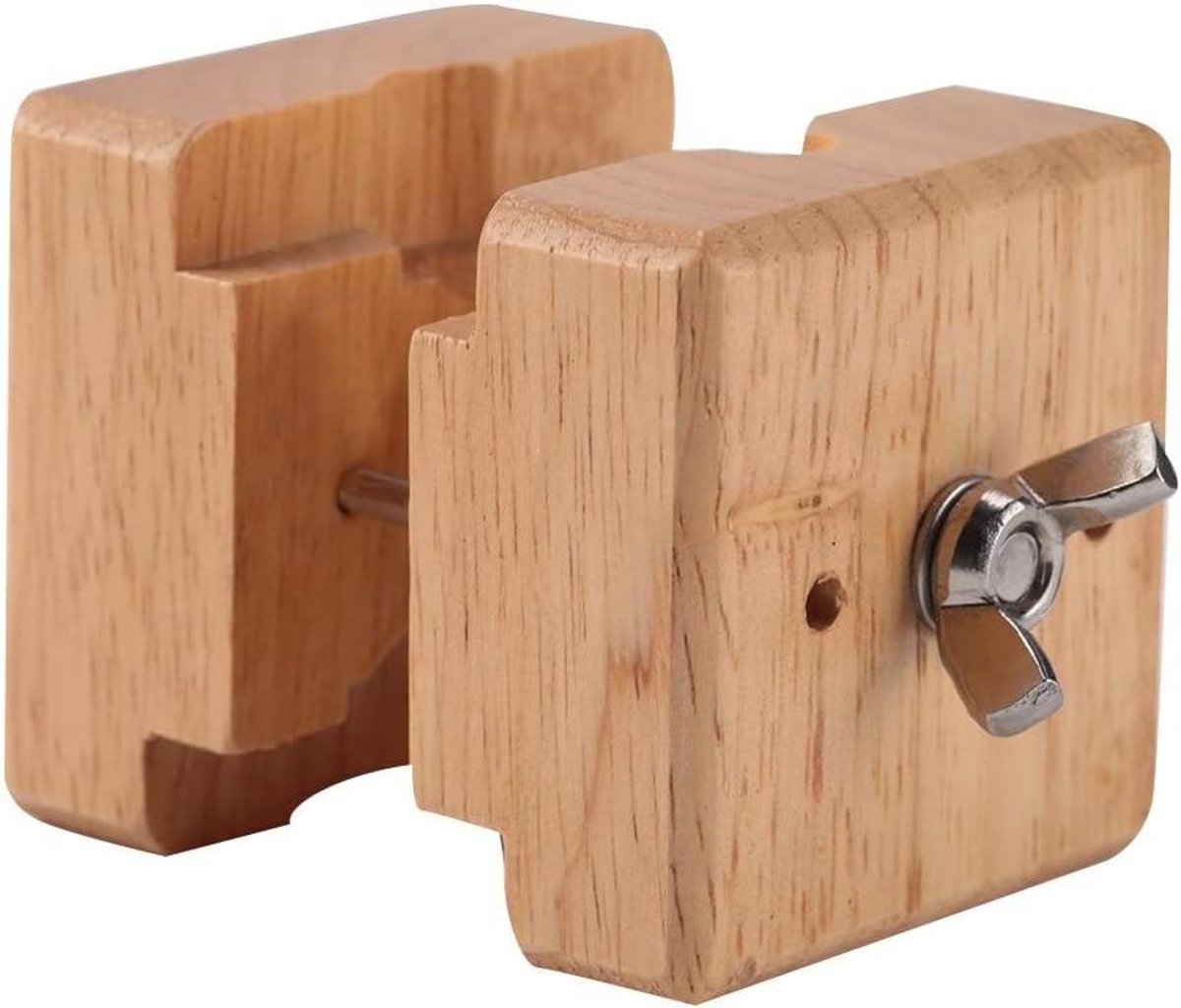 Allecto - Professionele horlogekasthouder - Blokklem - Hout - Horlogereparatie - Geschikt voor Horloges met Grote Diameter - Zwart met Bruin Detail.