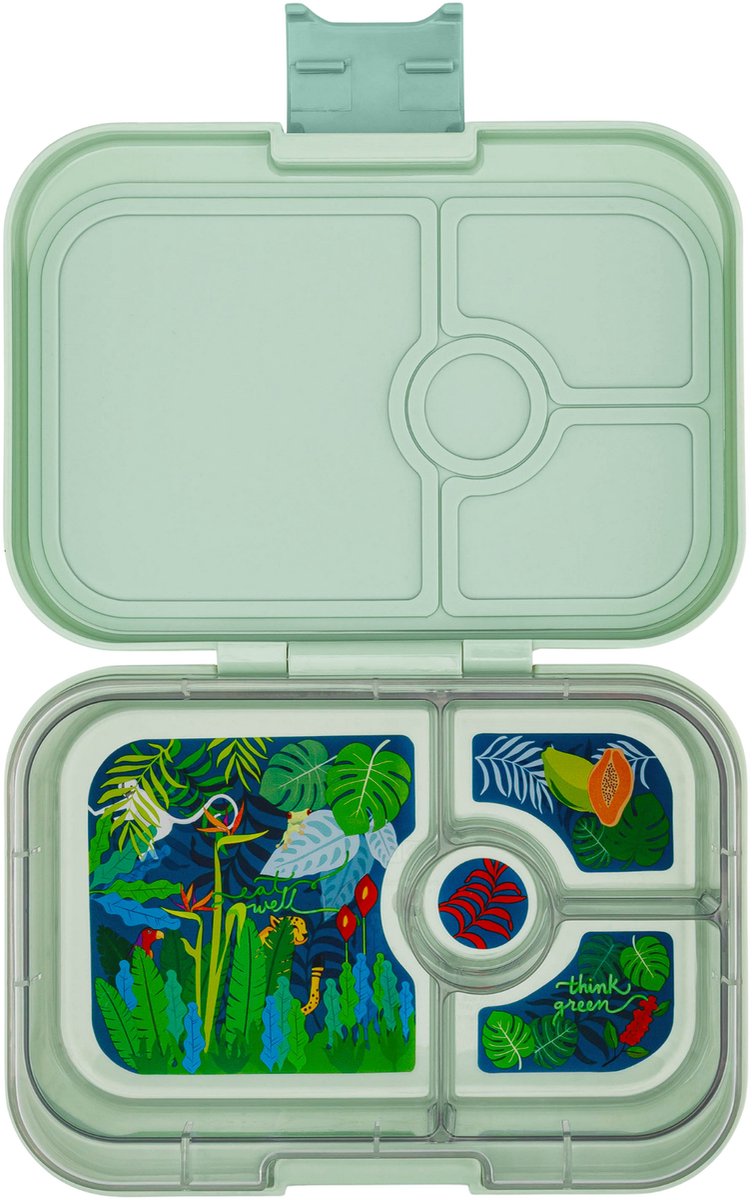 Yumbox Panino - lekvrije Bento box broodtrommel - 4 vakken - Sage Groen / Jungle tray