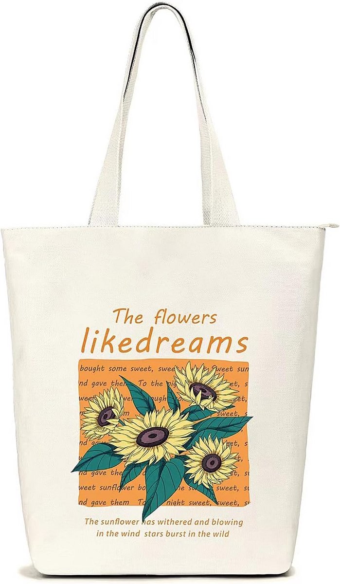 Grote Stevige Canvas Tas met Rits en Binnenvakken