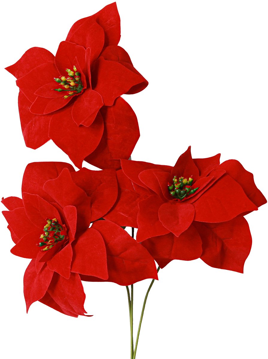 Viana Prachtige kerstster - Poinsettia in rood - 46 cm 6st 2 bos, 6 stuks