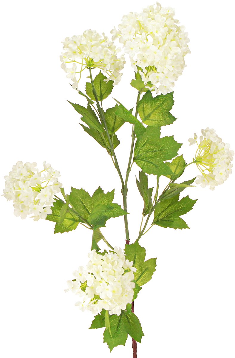 Viana Sneeuwbal Kunstmatige Viburnum Tak Witte Bloemen L90cm