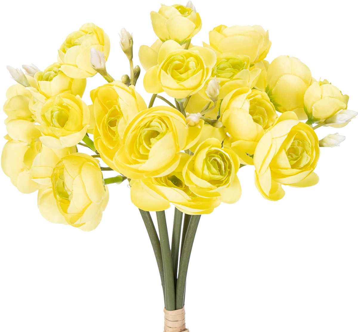 Viana Kunstboeket van ranunculus voor lentedecoratie in huis, 32 cm, 5 stuks geel