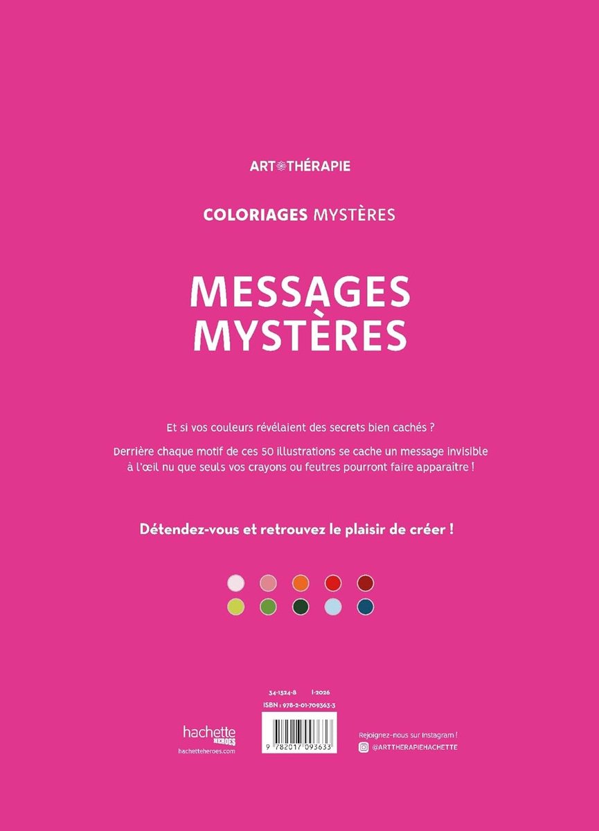Coloriages Mystères Messages Mystères - hachette - Kleuren op nummer Kleurboek voor volwassenen