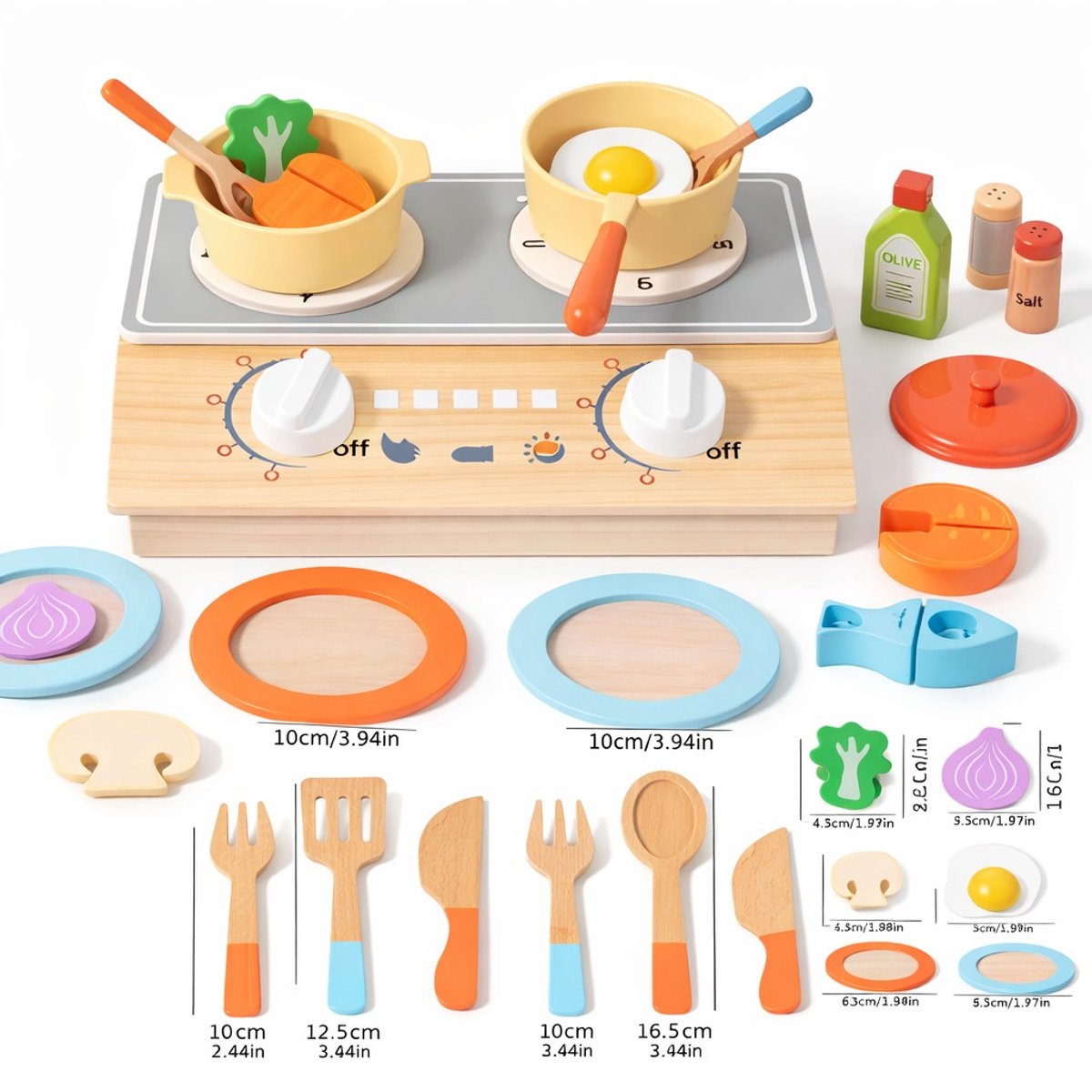 Onbekend Houten Keukenspeelset – Kookplaat, Pannen & Accessoires thumbnail 3